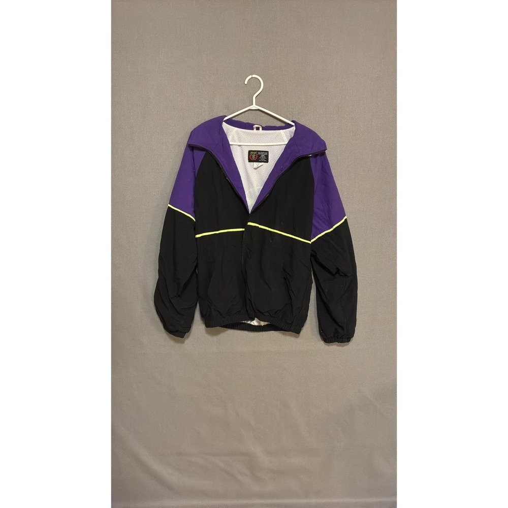 Vintage 1990s Fergie's Colorblock Windbreaker Jacket - Purple & Black with...